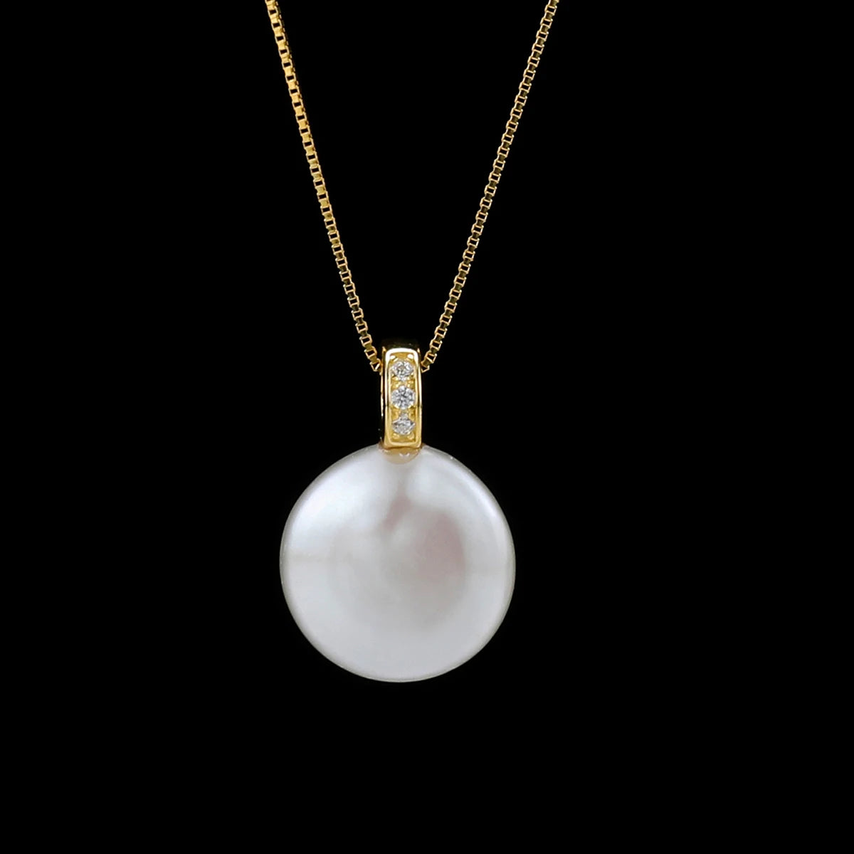 "Natural Freshwater Pearl Necklace: Large Baroque Button Pendant"